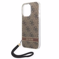 Guess GUOHCP14XH4STW iPhone 14 Pro Max 6.7 "rudas/rudas kietas dėklas 4G rašto dirželis
