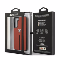 Dėklas telefonui Ferrari FEOSIHCS21MRE S21+ G996 raudonas/raudonas kietasis dėklas Off Track odinė nailoninė juostelė