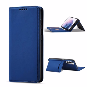 Magnetinis kortelių dėklas Samsung Galaxy S22 + (S22 Plus) piniginė kortelių laikiklis mėlynas