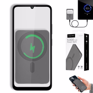 Krüger&Matz magnetinė belaidė išorinė baterija, 5000 mAh, pilka