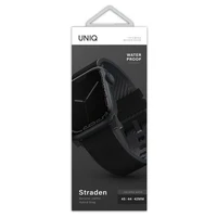 Uniq Straden odinis Hybrid dirželis skirtas Apple Watch 1/2/3/4/5/6/7/8/SE/SE2/Ultra 42/44/45/49mm - juodas