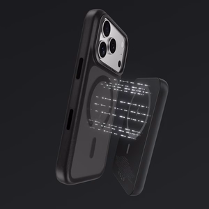 "Benks" magnetinis dėklas su metaliniu rėmeliu (A069), skirtas "Iphone 17 Pro grey" (fotoaparato valdymo mygtukas)