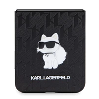 Karl Lagerfeld Saffiano Monogram Choupette Pin dėklas telefonui Samsung Galaxy Z Flip 5 - juoda
