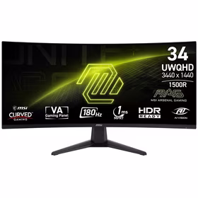 MSI MAG 346CQ kompiuterio monitorius 86,4 cm (34") 3440 x 1440 pikseliai UltraWide Dual Quad HD LCD Juoda