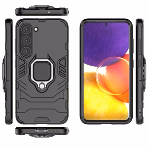 Ring Armor dėklas Samsung Galaxy S23 šarvuotas dangtelis magnetinis laikiklis žiedas juodas