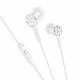 HOCO laidinės ausinės Jack 3,5 mm su mikrofonu M104 baltos