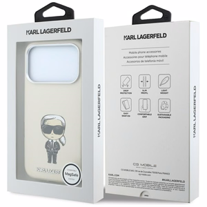 Karl Lagerfeld Smooth Ikonik Sketch MagSafe dėklas, skirtas iPhone 18 Pro / 17 Pro – smėlio spalvos