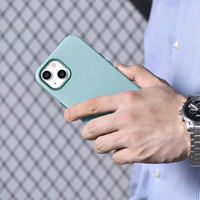 iCarer Litchi Premium odinis dėklas iPhone 14 Magnetinis odinis dėklas su MagSafe Žalias (WMI14220709-GN)