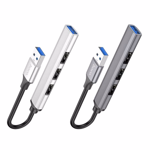 USB šakotuvas Hoco HB26 4-in-1 adapter USB-A to 1xUSB3.0 + 3xUSB2.0 pilkas