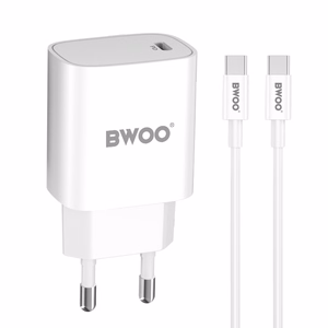 BWOO CDA159 PD wall įkroviklis 20W 1x USB-C port + USB-C baltas