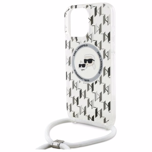 Karl Lagerfeld IML per petį monograminis Karl ir Choupette galvos MagSafe dėklas iPhone 16 Pro - skaidrus