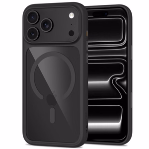 Tech-Protect MagOne CC MagSafe dėklas su 2 grūdintais stiklais, skirtas iPhone 18 Pro / 17 Pro, skaidrus juodas