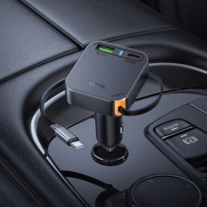 Įkroviklis automobilinis Hoco NZ18 (1xUSB; 1xUSB-C; 65W) + USB-C laidas juodas