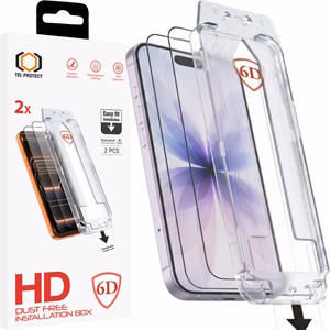 Tel Protect Dust-Free Easy Fit Full Glue 6D grūdintas stiklas skirtas Iphone 16 Pro/17 juodas - 2 vnt.