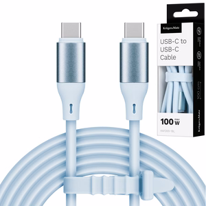 Kruger&Matz Basic USB-C–USB-C silikoninis kabelis, 100 W, 1 m, mėlynas
