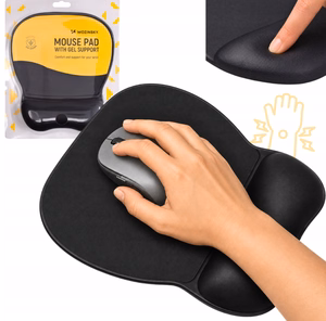 Ergonominis pelės kilimėlis ir riešo atrama gelio eko oda didelis neslystantis - juodas