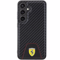 Ferrari Carbon Stitched Bottom dėklas telefonui Samsung Galaxy S24 - juodas