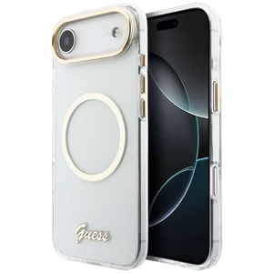 Guess IML Script Metal MagSafe чехол для iPhone Air прозрачный