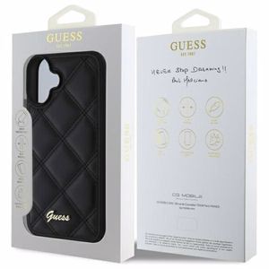 Guess Dygsniuotas Metalinis Logotipas dėklas telefonui iPhone 16 Plus - juodas