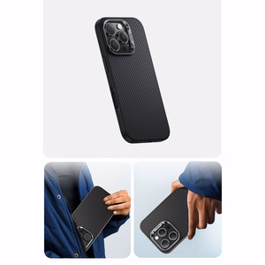 Benks Magnetinis Armor Pro Kevlar dėklas telefonui iPhone 16 Plus - metalinis rėmas 600D - juodas (m)