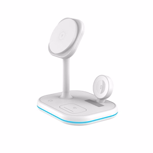 Tech-Protect QI15W-A27 3-in-1 indukcinis įkroviklis su MagSafe stovu išmaniajam telefonui / Apple Watch / AirPods - baltas