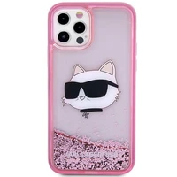 Karl Lagerfeld KLHCP12MLNCHCP iPhone 12/12 Pro 6.1" rožinis/rožinis kietas dėklas Blizgantis Choupette Galva
