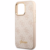 Guess 4G Vintage Gold Logo dėklas iPhone 14 Pro Max - rožinis
