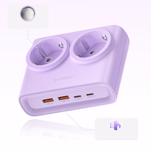 Orico PDC25 25W 6in1 maitinimo blokas 2x AC + 2x USB-A + 2x USB-C - violetinis