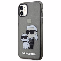 Karl Lagerfeld KLHCN61HNKCTGK iPhone 11 / Xr 6.1" juodas/juodas kietas dėklas Blizgučiai Karl&Choupette