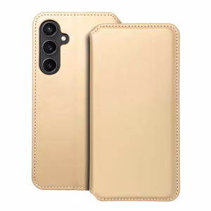DUAL POCKET knygos tipo dėklas telefonui SAMSUNG S23 FE auksinis