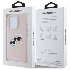 Dėklas telefonui Karl Lagerfeld Silikoninis Nauble Heads Print MagSafe iPhone 16 Pro Max - rožinis