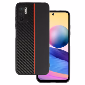 Tel Protect ANGLIES dėklas Xiaomi Redmi Note 10 5G juodas su raudona juosta