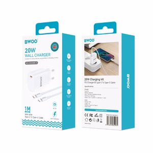 BWOO CDA159 PD wall įkroviklis 20W 1x USB-C port + USB-C baltas
