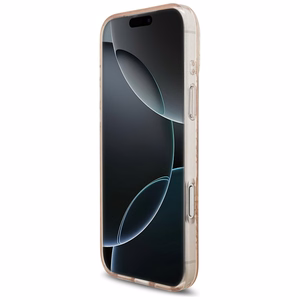Guess IML Flowers Electro Pearl Strap MagSafe dėklas telefonui iPhone 17 Pro Max - rožinis