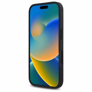 BMW M perforuota trispalvė linija iPhone 16 dėklas - tamsiai pilkas