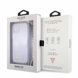 Guess GUHCP12MKC4GSGO iPhone 12/12 Pro 6.1" Skaidrus kietas dėklas 4G Auksinė grandinė