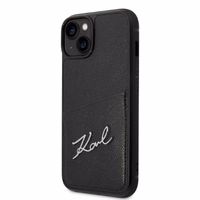 Karl Lagerfeld Signature Logo kortelių dėklas telefonui iPhone 14 Plus - juodas