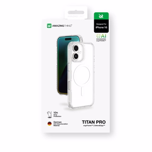 AmazingThing Titan Pro Mag dėklas su magnetiniu žiedu iPhone 16 - skaidrus