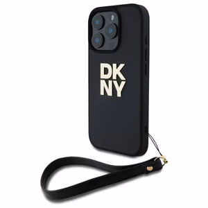 DKNY Wrist Strap Stock Logo dėklas telefonui iPhone 16 Pro Max - juodas