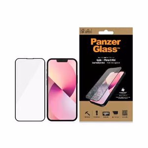 PanzerGlass E2E Microfracture antibakterinis stiklas iPhone 13 mini - su juodu rėmeliu