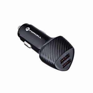 FORCELL F-ENERGY Carbon CC50-2A automobilinis įkroviklis 2 x USB A QC3.0 3A 36W juodas