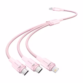 USB 2.0 A-3in1 3A kabelis Vention CTPPG 1,5 m (rožinės spalvos)