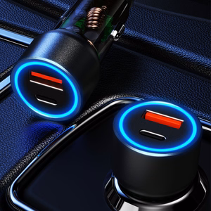 Dudao R4T 25W USB-A / USB-C automobilinis įkroviklis - pilkas