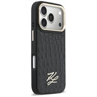 Karl Lagerfeld Croco KL Script Logo MagSafe Case for iPhone 17 Pro Max - Black