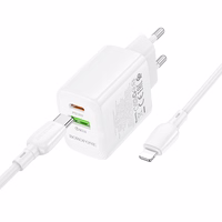 Įkroviklis Borofone BN27 20W USB-C/USB-A + USB-C to Lightning cable 1.0m baltas