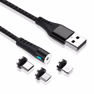 Maxlife MXUC-02 magnetinis kabelis USB - Lightning + USB-C + microUSB 1,0 m 2A juodas nailonas