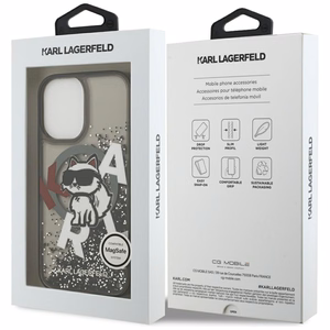 Karl Lagerfeld Skystas blizgantis Choupette logotipas Magnetinis dėklas iPhone 17 - juodas