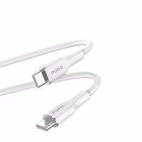 Puro Soft USB-C - USB-C 60W 1.5m silikoninis laidas - baltas
