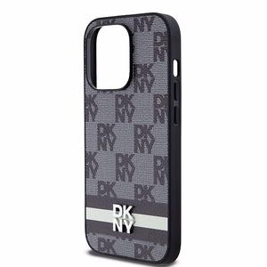 DKNY odinis languotas mono raštas ir spausdintos juostelės dėklas iPhone 14 Pro - juodas