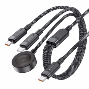 "Acefast C6-11" USB-C 3in1 kabelis - 2x USB-C / Qi 480Mb/s 100W 1,2 m - juodas